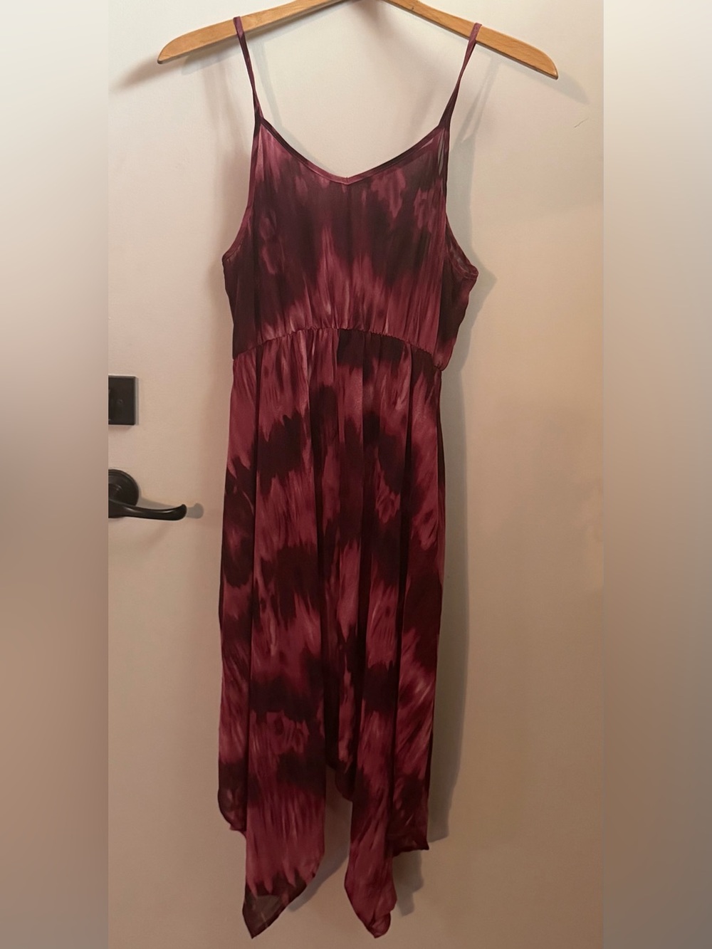 George Sheer Women’s Burgundy Tie-Dye Slip Dress